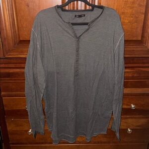 Gray Long Sleeve Henley Shirt John Varvatos XL
